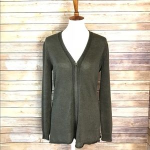 Lafayette 148 New York Zip Front Knit Cardigan M